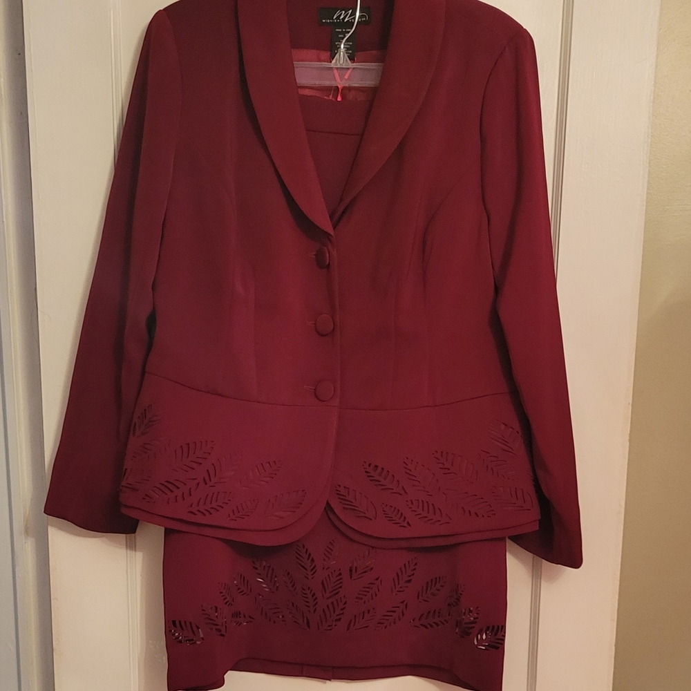 Women Burgundy Suit With Design